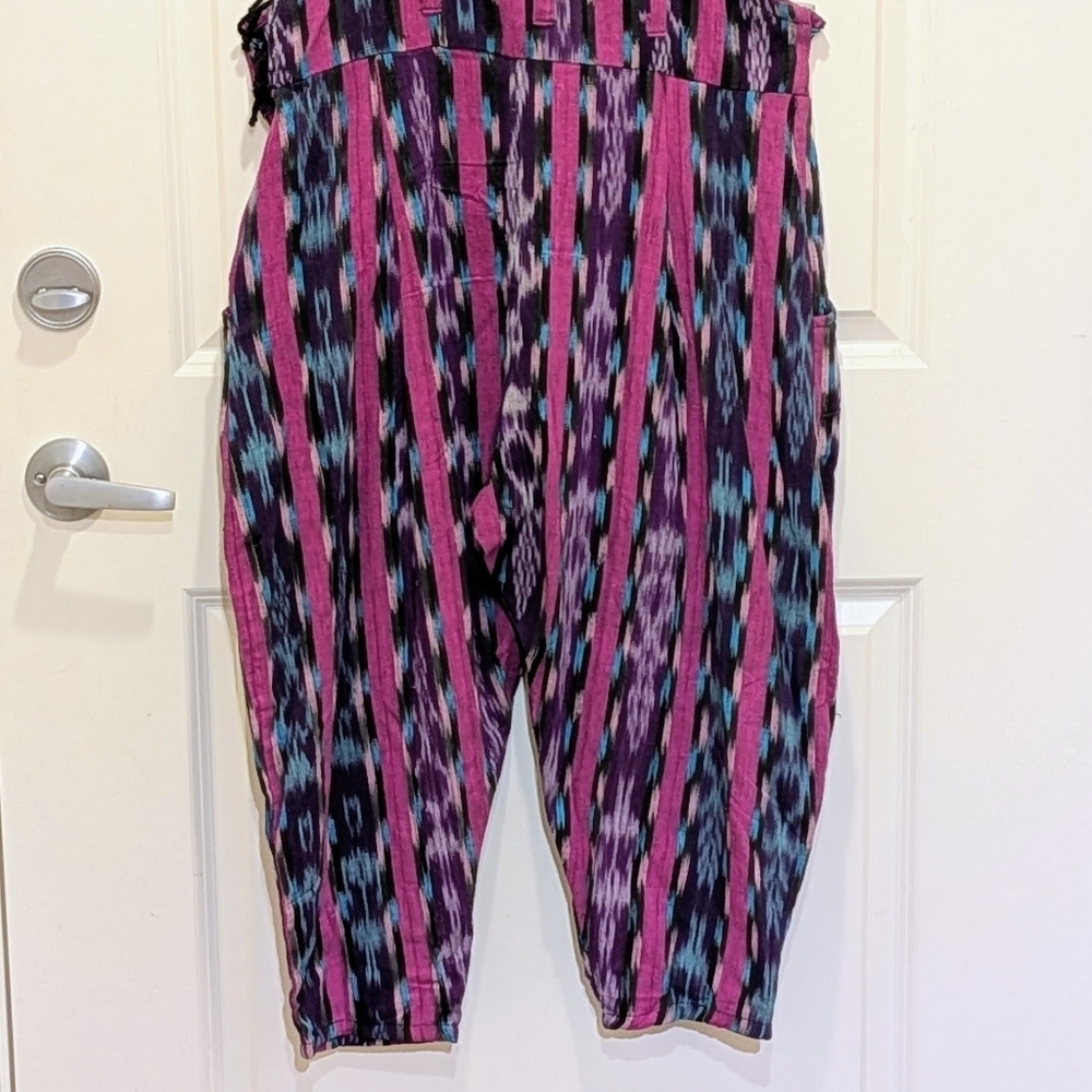 NWOT Beckwoman L 100% Guatemalan Cotton Pink and Turquoise Overalls - Picture 8 of 9